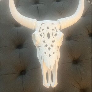 Intricate White Bull Skull Wall Decor/Faux Taxidermy